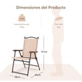 thumbnail image 3 of Costway Conjunto de 2 Sillas Plegables para Patio con Apoyabrazos Sillas de Comedor Portátiles para Terraza Piscina Jardín 64 x 58 x 91 cm, 3 of 10