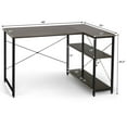 thumbnail image 3 of Giantex L-shaped Computer Desk, Corner Desk w/Reversible Shelves, Writing Study Workstation for Home Office, Brown, 3 of 8