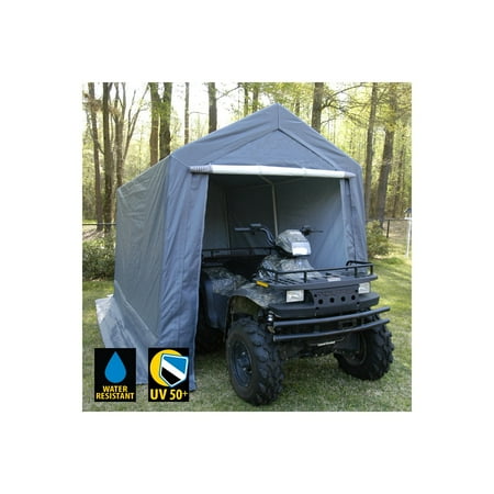 King Canopy Storage Shed 7ft x 12ft , 1.5-inch Steel Frame, 6-Leg, Grey 185gsm Polyethylene Cover