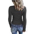 thumbnail image 2 of Liacowi Women Sexy Long Sleeve Ribbed T Shirt Button Slim Fitted Tee Blouse 90s E-Girl Streetwear, 2 of 3