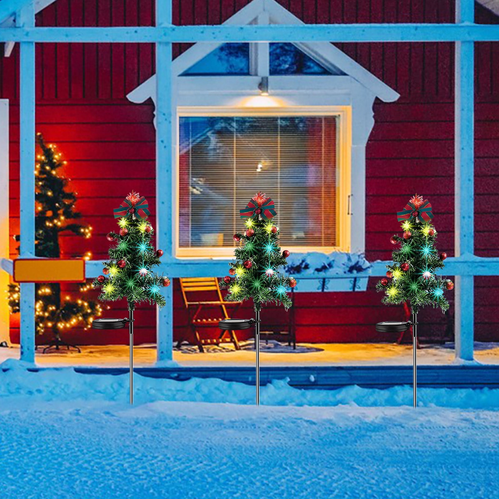 Bxaolu 1-Pack Solar Christmas Tree Outdoor Christmas Decorations, Solar Xmas Tree Lights with LED, Waterproof Solar Christmas Lights for Yard Front Porch Pathway Decor (29.5", 2Pack)