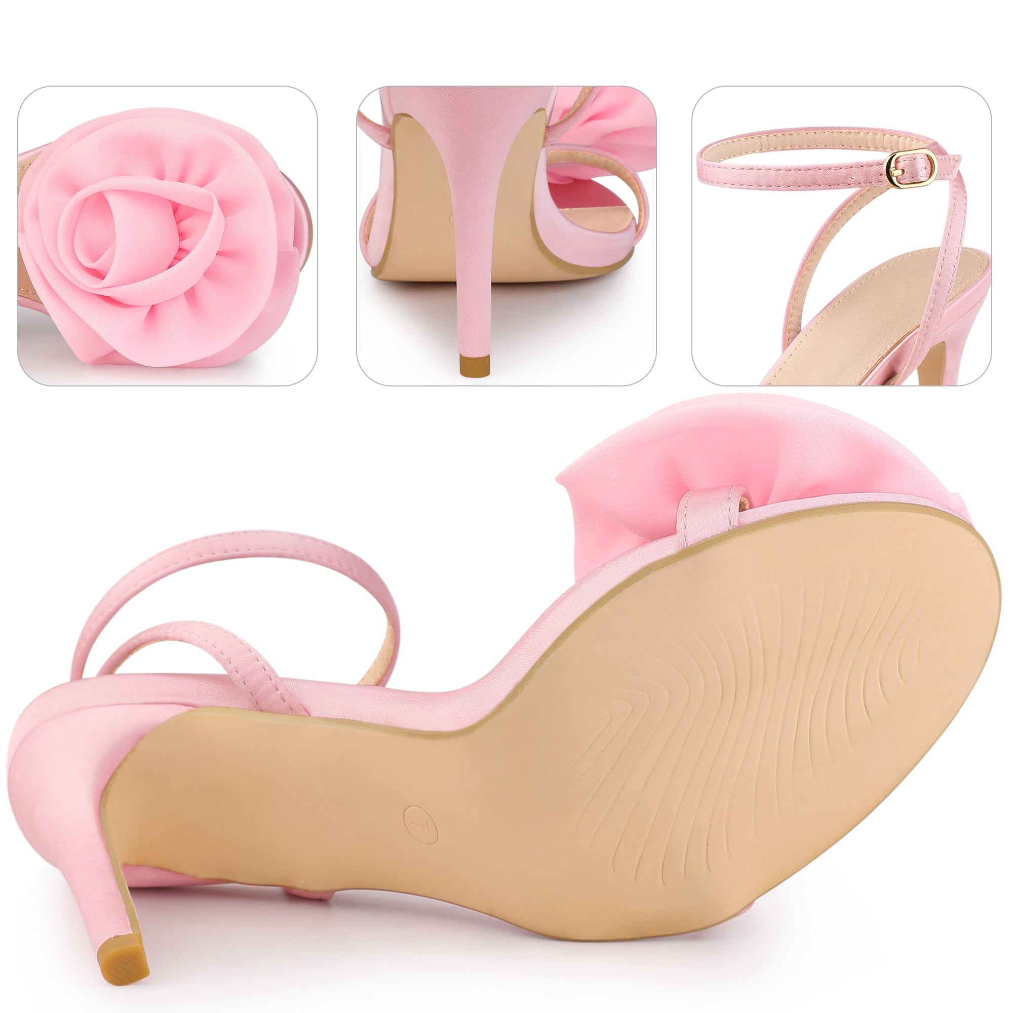 DARING DIVA Flower Stiletto High Heel Sandals for Women Bling Pink 8