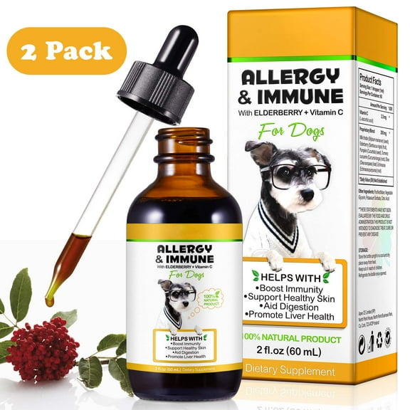 Allergy Relief Drops for Dogs, Helps to Naturally Support Seasonal Allergy & Itchy Relief for Dogs, Dog Itch Skin Relief - 2Pack