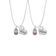 thumbnail image 1 of Delight Jewelry Silvertone Pink Enamel Baby Shoe with Bow Mother & Daughter Heart Necklaces (Set of 2), 19"+2", 1 of 4