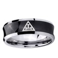 thumbnail image 2 of Masonic Triple 8MM Concave Black Tungsten Men Ring, 2 of 2
