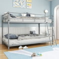 thumbnail image 2 of Zimtown Twin-over-Twin Low Profile Junior Bunk Bed, Gray, 2 of 8