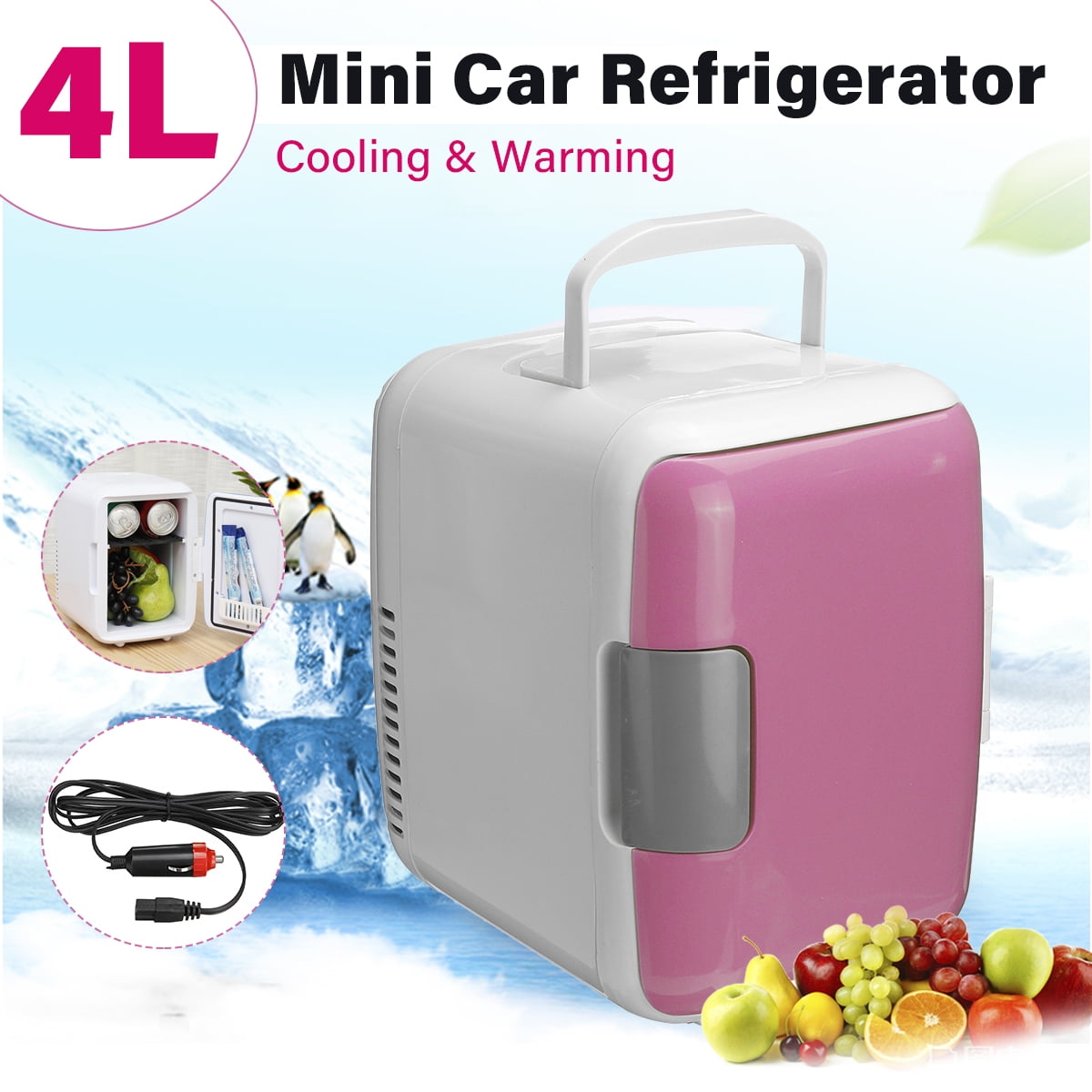 XINJIA 4L Portable Mini Fridge Freezer,Electric Fridge Portable Icebox Travel Fridge,Mini Freezer Dual-use Car/Home Hot/Cold Family Small Refrigerator