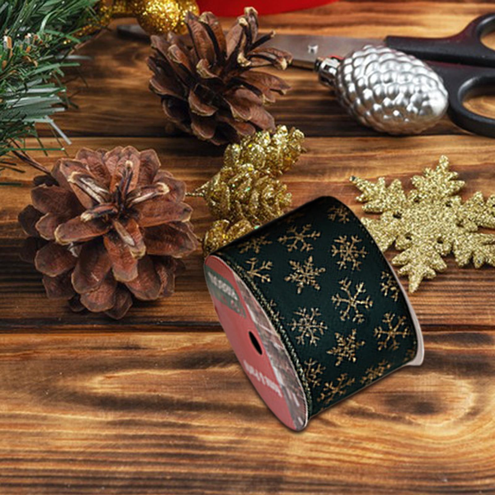 Sharprepublic Christmas Ribbon Decorative Ribbon for Handmade Crafts Gift Wrapping Bouquet Green B