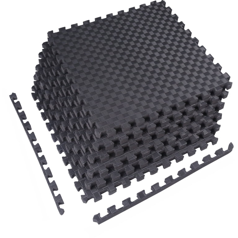 BalanceFrom, Exercise Mat, 1 inch Thick, 24 sq ft, Black - Walmart.com