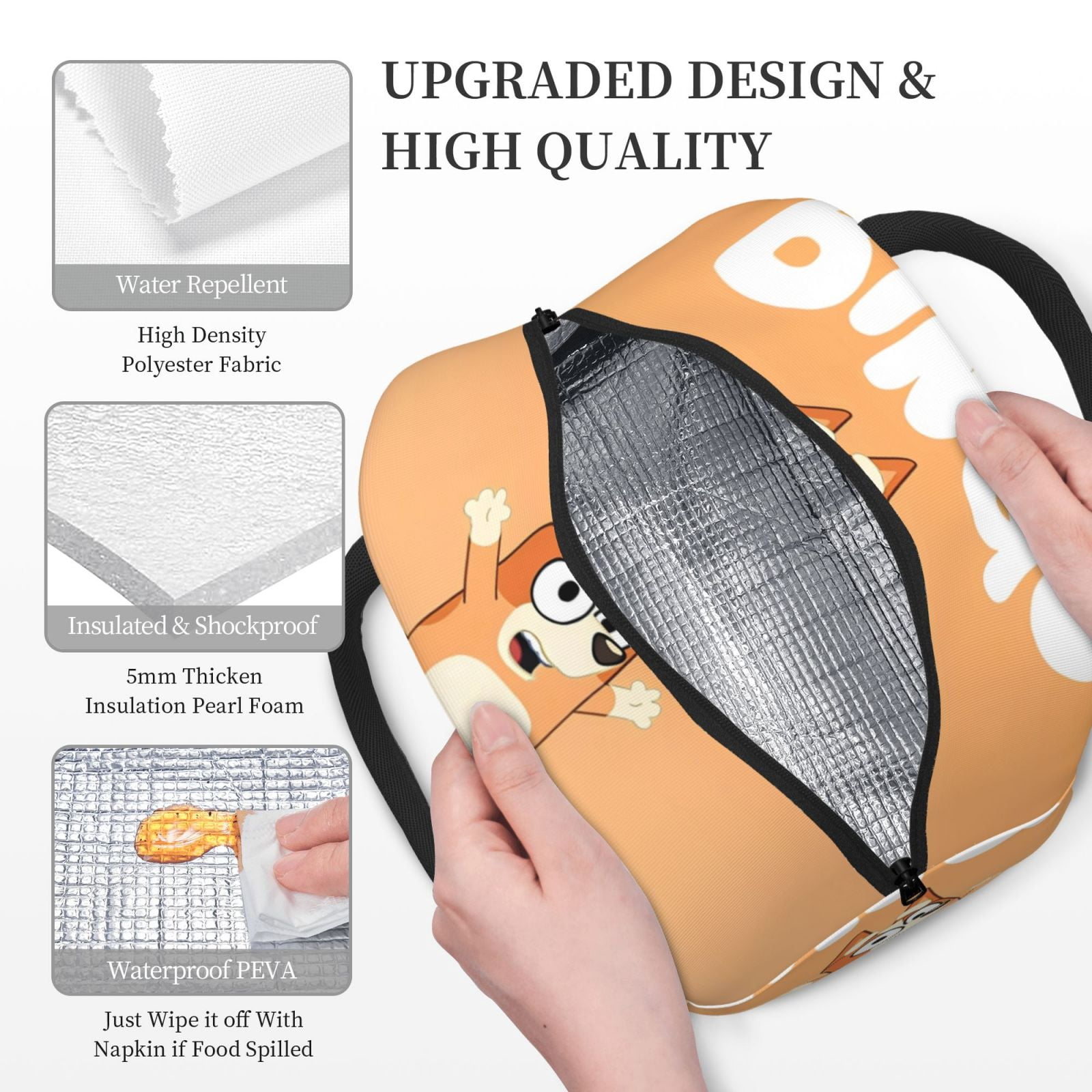 Masiiu Bluey Print Lunch Bag Large Capacity, Insulated Lunch Bag for Work, School, Picnic-One Size