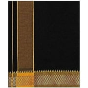 Stylesindia Cotton Single Layer Colored Dhoti 1.8 Meters Length Lungi Sarong with Resham Designer Border Dhotis (Black)