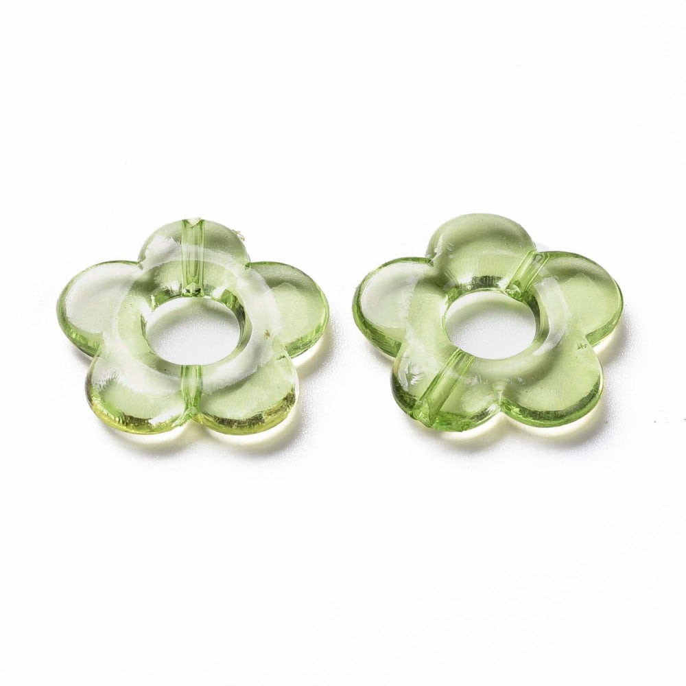 500g Transparent Acrylic Bead Frames Flower Lime Green 19x20x3.5mm Hole: 1.6mm Inner Diameter: 6.5mm 632pcs/500g