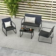 thumbnail image 4 of Costway 4 Pieces Patio Furniture Set Outdoor Tempered Glass Coffee Table Chair Loveseat, 4 of 9
