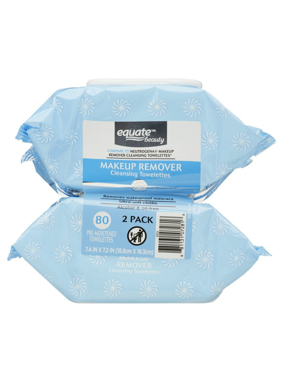 Equate Beauty Makeup Remover Cleansing Towelettes, 40 Count, 2 Pack