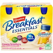 Carnation Breakfast Essentials Ready to Drink Nutritional Breakfast Drink, Creamy Strawberry, 24 Count (4 - 6 Packs)