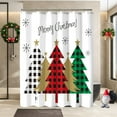 thumbnail image 4 of Christmas Shower Curtain, Red Green Buffalo Plaid Christmas Tree Shower Curtains for Bathroom Decor, Winter Snowy Forest Holiday Shower Curtain, Xmas Pine Fabric Cloth Bath Curtain, 72 x 72, 4 of 6