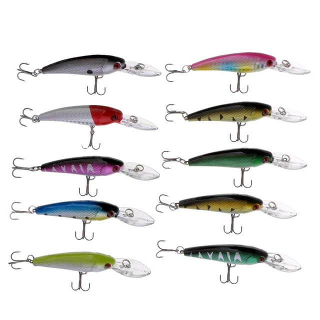 10pcs Cebos de Pececillo Pesca Anzuelos Artificiales Duros Duradero Cuerpo de Plástico ABS Sharpla Señuelos duros de pesca