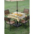 thumbnail image 4 of Outdoor Tablecloth with Umbrella Hole for Patio/Picnic/Party/Camping, Spring Sunflowers Waterproof Table Cloth Square Cover Washable, Summer Botanical Yellow Truck Plaid (60"x 60"), 4 of 9