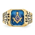 thumbnail image 4 of 10K Yellow Gold Ring Band Men's Acrylic Blue Masonic, Size 5, 4 of 5