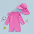 thumbnail image 4 of MEZZALL Children Girls Long Sleeve O-Neck Zip Up One-Pieces Monokini Swimsuit With Sun Hat For Baby Rash guard Classic Summer Flower Print Beachwear, 4 of 4