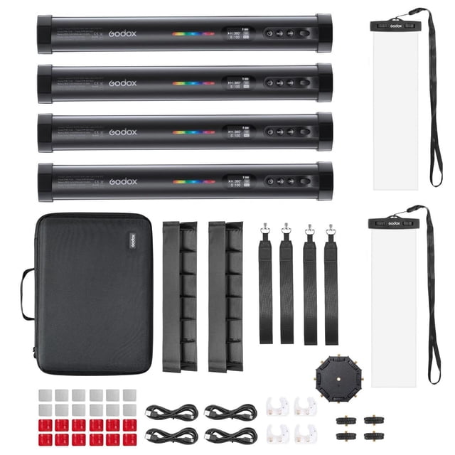 Kit de 4 luces RGB Tube Light Godox TL30-K4 con accesorios
