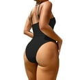 thumbnail image 2 of Kmbangi Women's Summer Swimsuit Spaghetti Strap Solid Color Textured One Piece Bathing Suit, 2 of 5