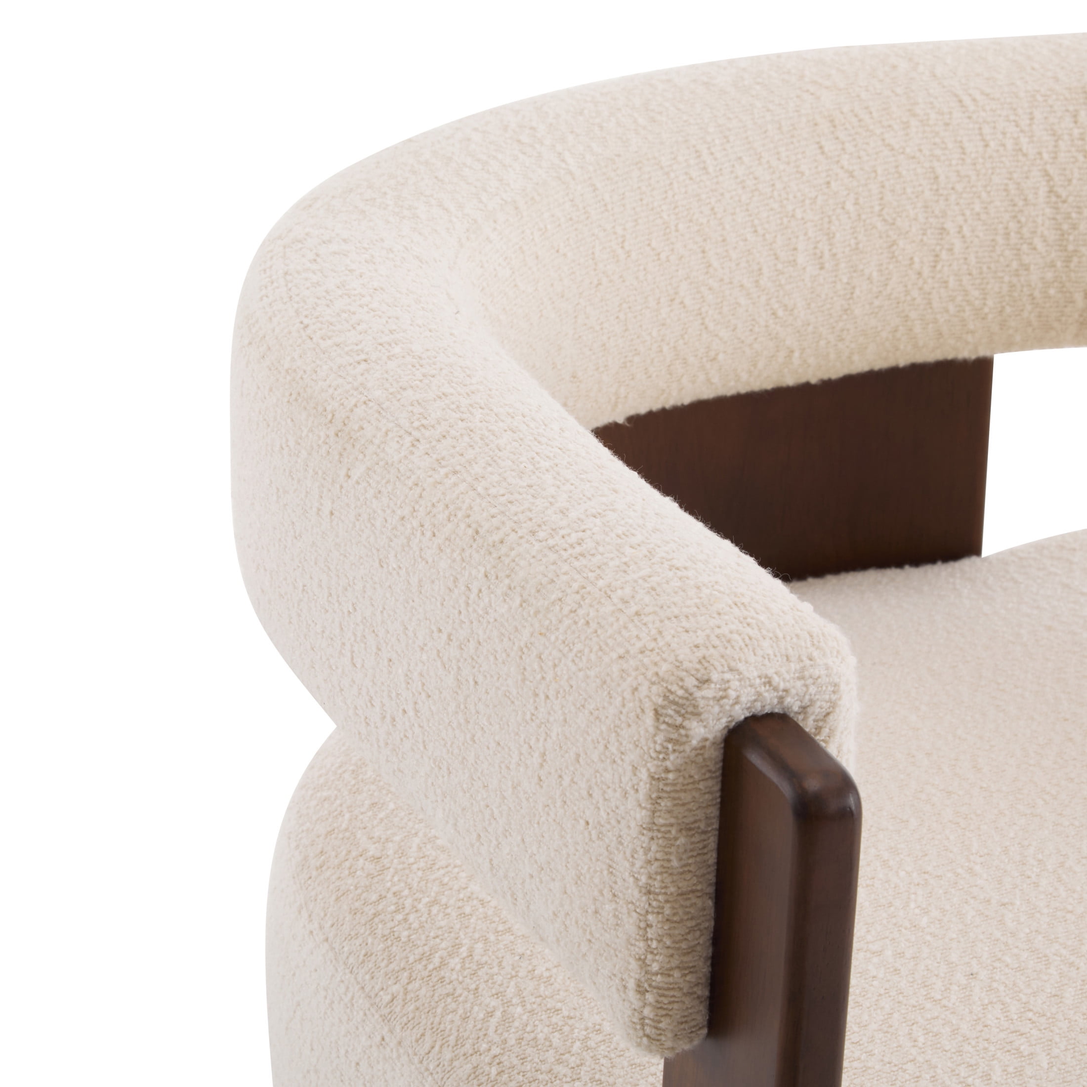 Christopher Knight Home Modern Boucle Upholstered Accent Armchair with Barrel Back, Wood Legs, Beige, Set of 2