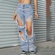 thumbnail image 4 of Gibobby Jeans dama cintura alta 2023 nuevos vaqueros para mujer, vaqueros a la moda de los 90, vaqueros con realce de botín para mujer, vaqueros de pierna recta para mujer(Azul claro,M), 4 of 5
