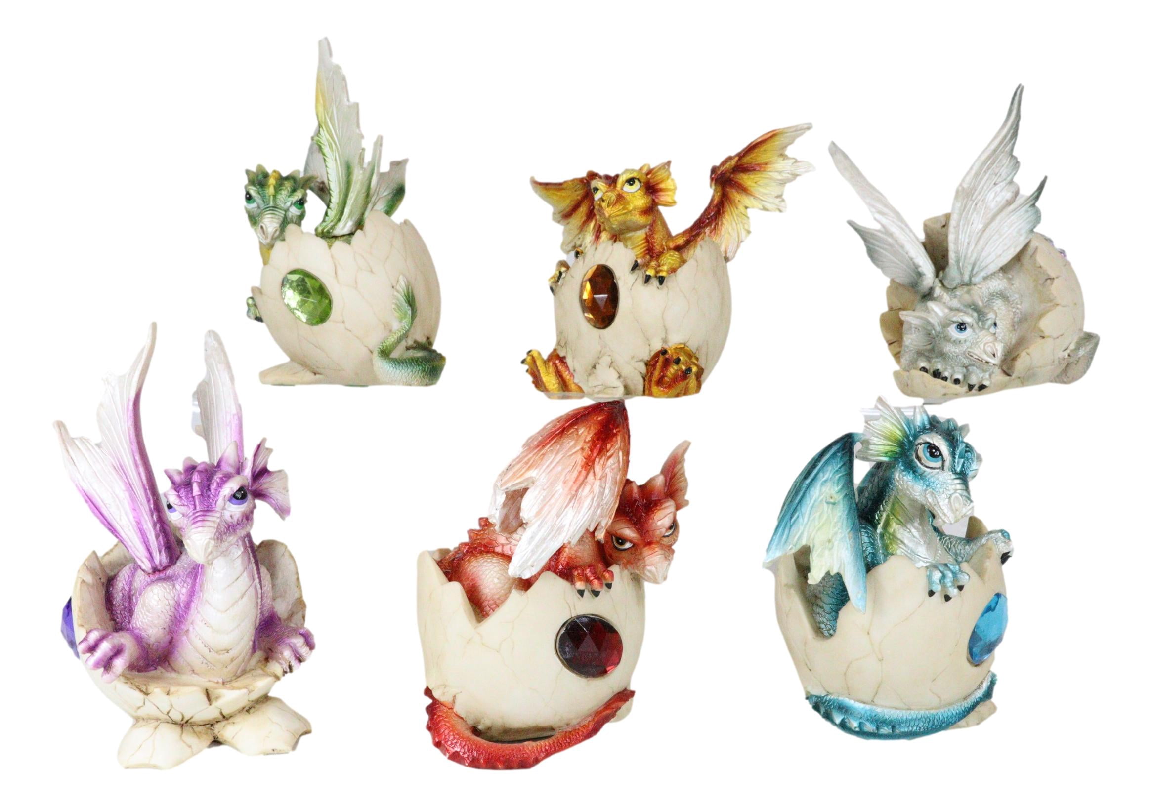 Twelve Month Birthstone Dragon Egg Statue Set Colored Gem Stone Birthday Dragons