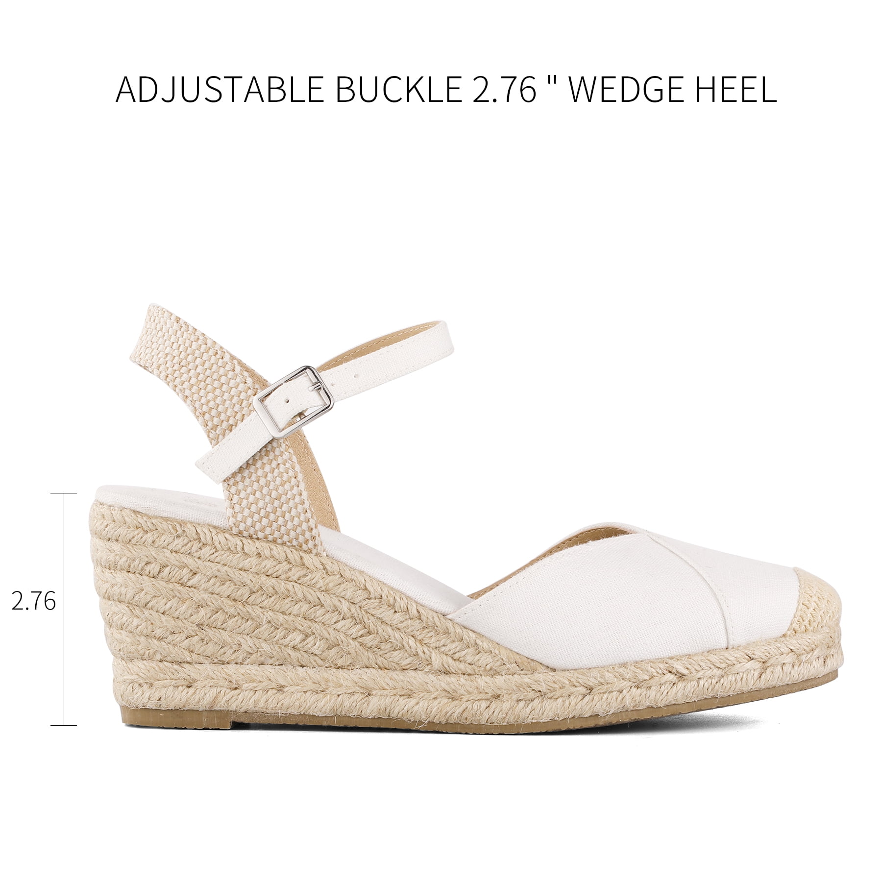 Pennysue Women's Espadrilles Wedge Sandals Off-white Platform Ankle Strap Sandal Size 8.5M