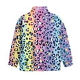 thumbnail image 5 of Uorisanigo Girls Half Zip Pullover Sweatshirt Oversized Long Sleeve Pullover Top for Vacation Shopping Exercise Wear, Lightweight Rainbow Cheetah Leopard Print Quarter Zipper Hoodies, 5 of 7