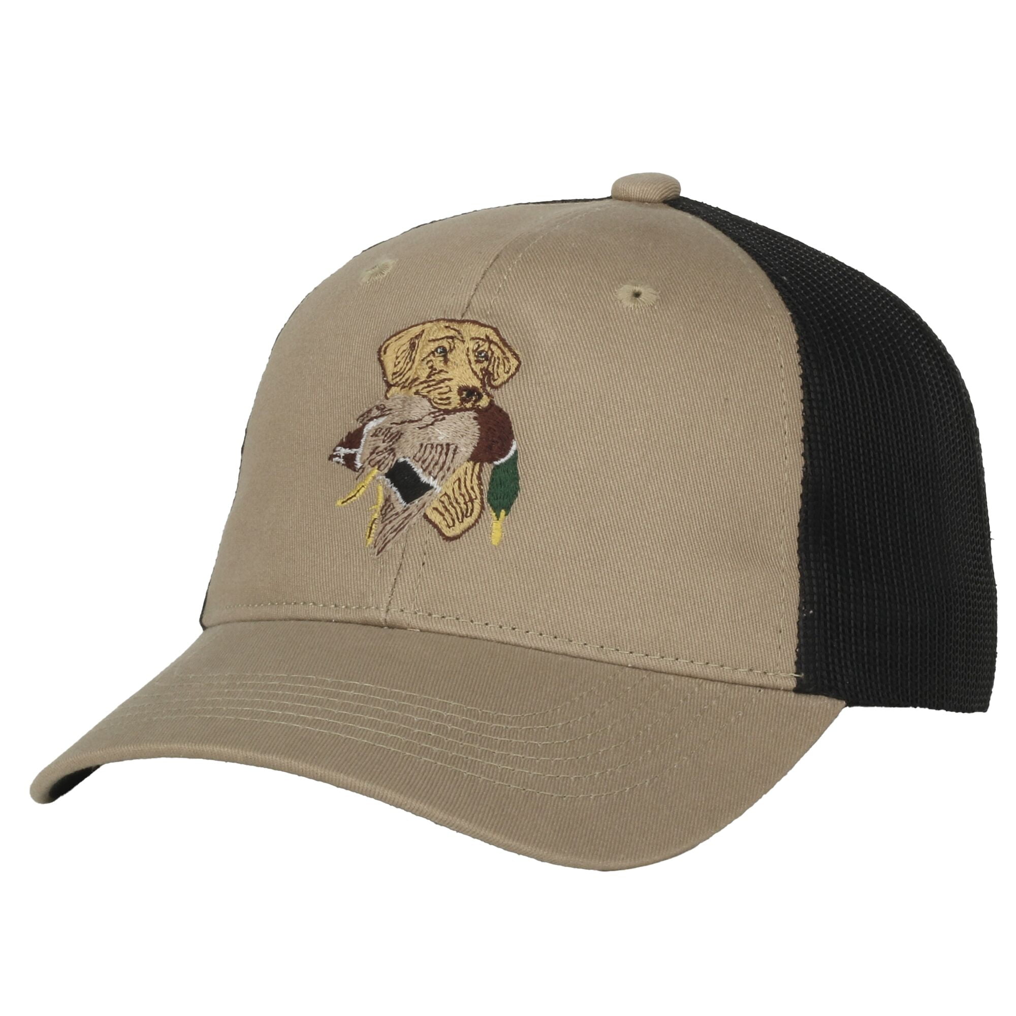 Outdoor Cap Duck Hunting Hat - Cotton Trucker Cap for Men, Mesh Back, One Size, Khaki/Black