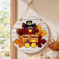 thumbnail image 4 of Thanksgiving Hanging Door Sign, Round Plank-Style Turkey Wall Decor with Pilgrim Hat, Give Thanks Text, Autumn Leaves and Pumpkins for Indoor Party Decoration, 4 of 4