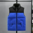 thumbnail image 3 of Mrat Puffer Vest Women Lightweight Plus Size Winter Sleeveless Zip up Down Jackets Outerwear Vest Zipper Closure&nbsp;Color Block Pockets Down Coat Quilted Vest T-1-Blue XXXXXL, 3 of 3