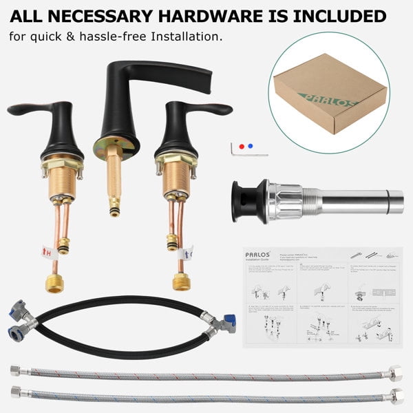 PARLOS Widespread 2-handle Waterfall Bathroom Faucet with Drain Assembly