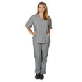 thumbnail image 3 of M&M SCRUBS Women Scrub Set V-Neck Medical Scrub Tops and Drawstring Pants - Pack of 6 Set (Grey, X-Small), 3 of 7