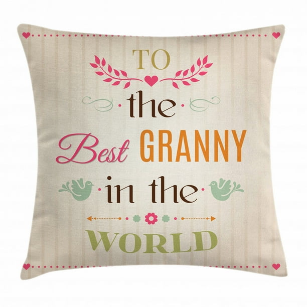 Grandma Throw Pillow Cushion Cover Best Granny Quote With Bird Silhouettes Leaves And Arrows On Stripes Background Decorative Square Accent Pillow Case 20 X 20 Inches Multicolor By Ambesonne Walmart Com Walmart Com