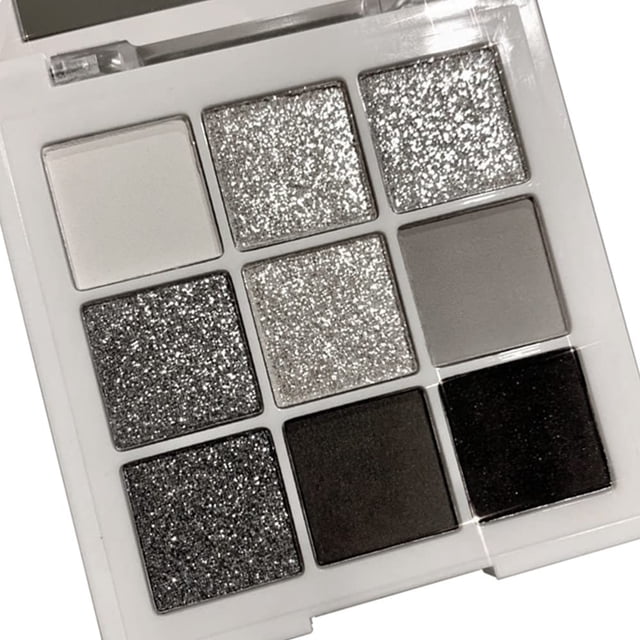 Paleta de sombras Go Ho, negro, gris, plateado y ahumado, 9 colores