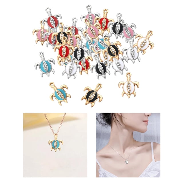 30 colgantes de abalorios de aleación, fabricación de joyas coloridas, collar, pendientes, s, chapada en oro/plata, adornos artesanales Tortuga Soledad colgantes de collar