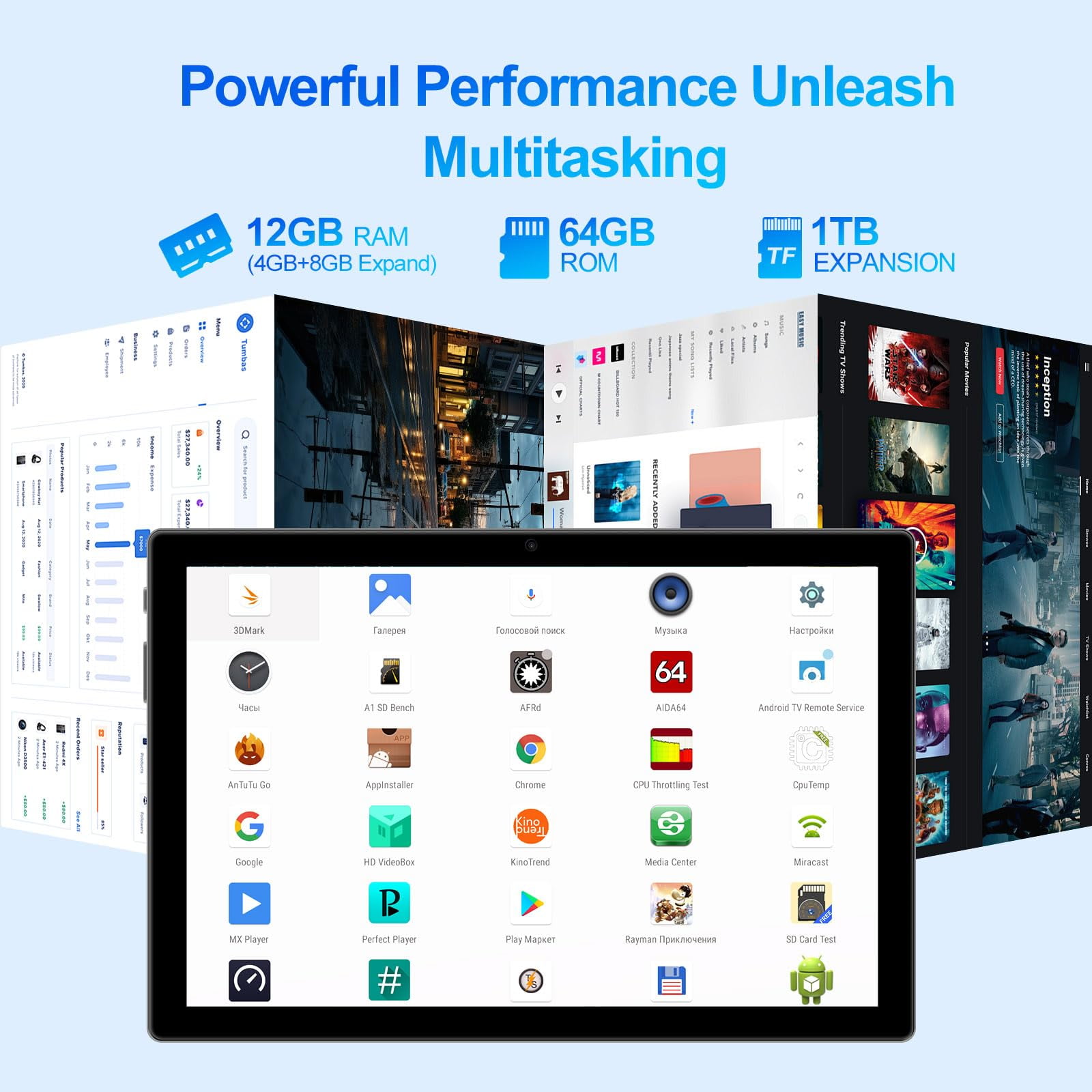 ATMPC Tablet 10 inch Android 14 Tablet with Octa Core Processor