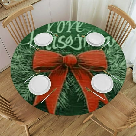 

Xllo0ord Round Fitted Tablecloth Merry Christmas Elastic Edge Polyester Home Decor Tablecloths Fit for Round Table Stain & Wrinkle Resistant Tablecloth for Family Festival Party Use 38 -42