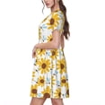thumbnail image 2 of Lsque Sunflowers Print Women's Casual Dress T-Shirt Summer Short Sleeve Scoop Neck Swing Dresses, 2 of 6
