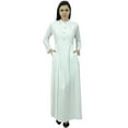 thumbnail image 3 of Bimba Women's Long Sleeve Maxi Mandarin Collar Plain Jilbab Dress With Pockets, 3 of 7