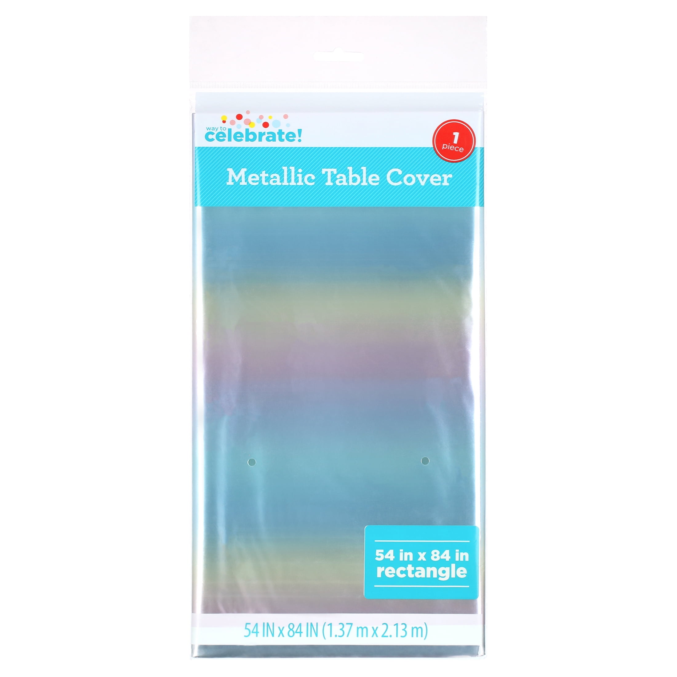 Way to Celebrate! Rainbow Pastel Foil Party Tablecloth, 84in x 54in