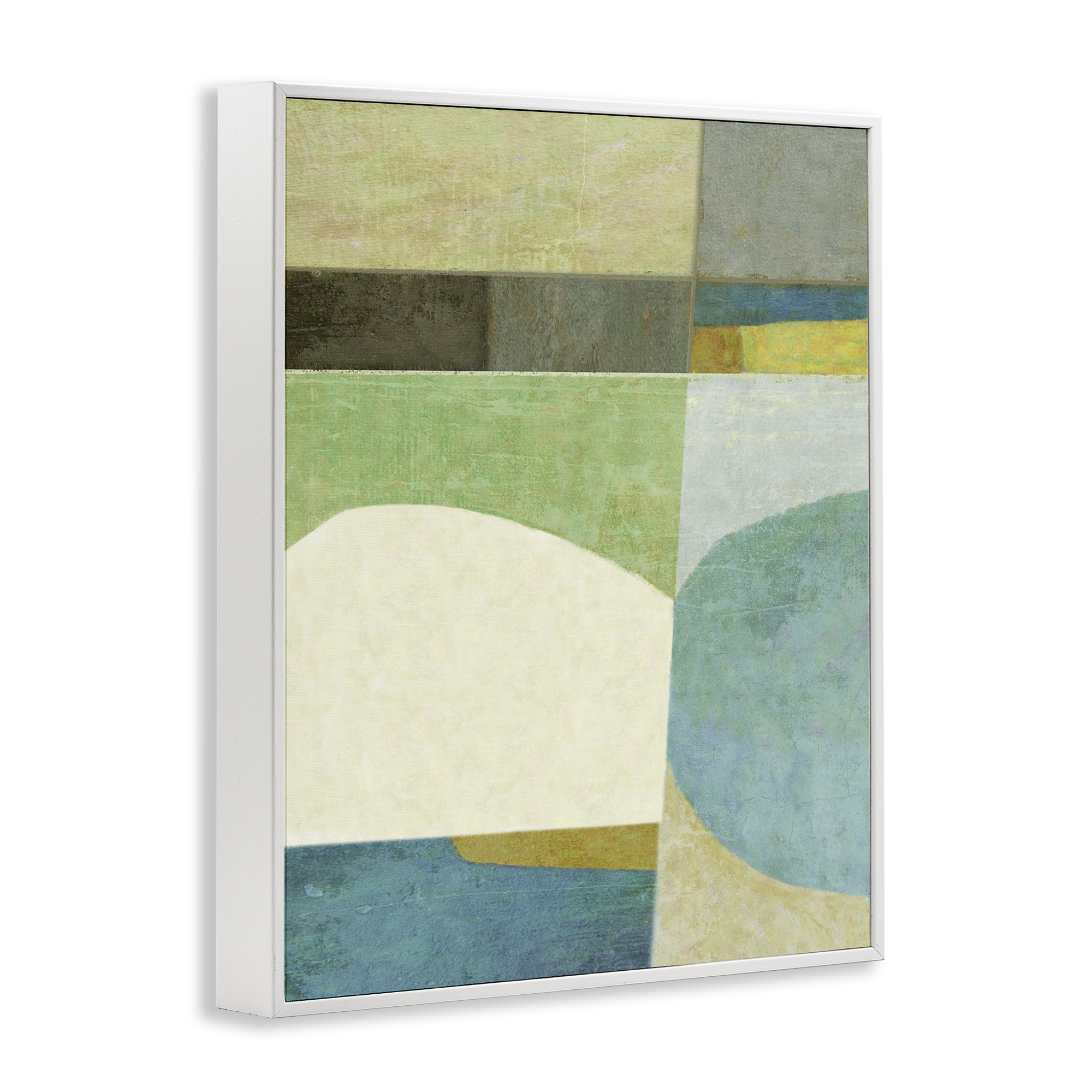 Stupell Industries Subtle Shapes Collage Abstract Painting White Framed Art Print Wall Art, 24 x 30