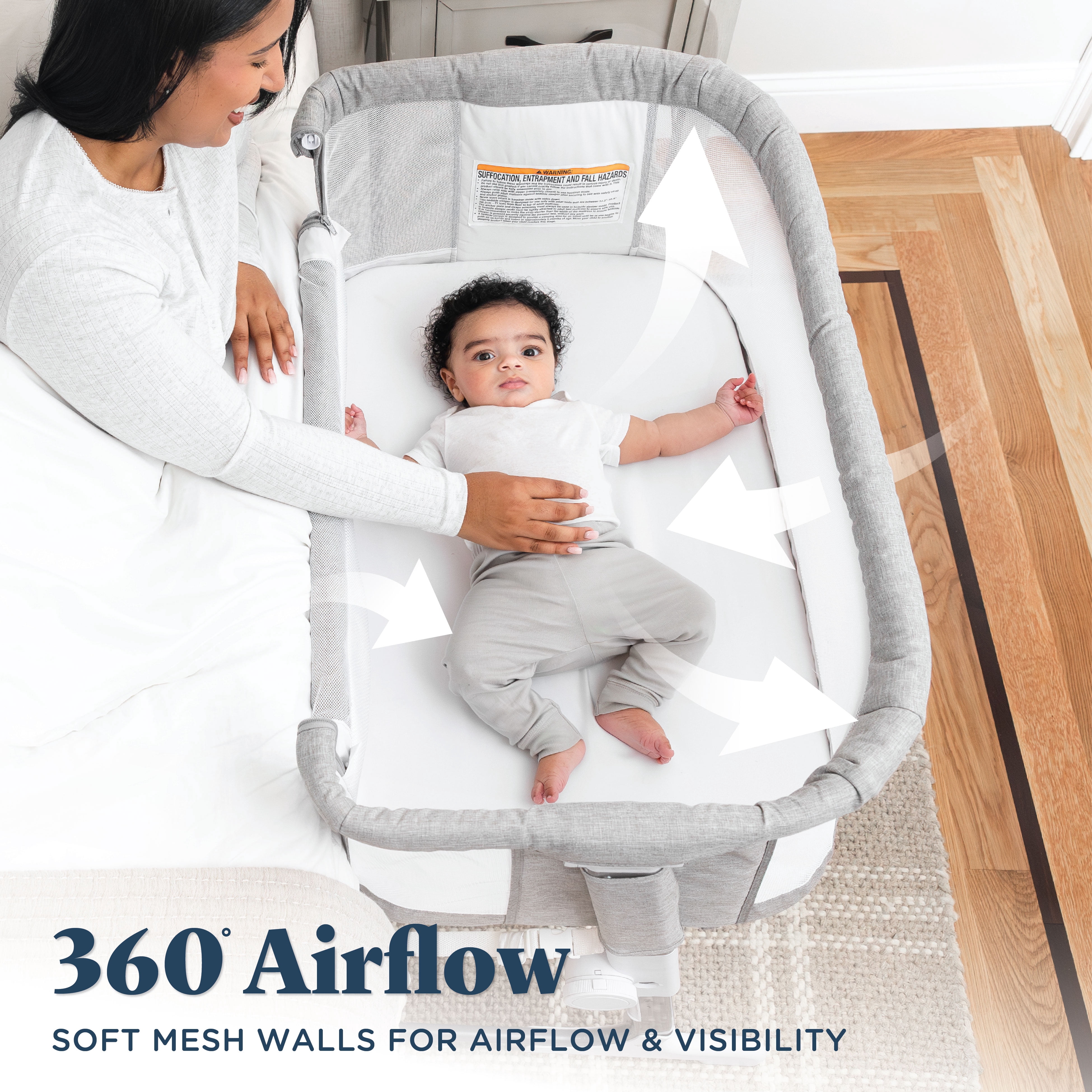 Baby Delight Bedside Me Dreamer Bassinet & Bedside Sleeper for Infants, Pebble Grey