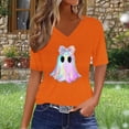 thumbnail image 2 of Jsaierl Halloween Shirts for Women Plus Size Ghost Graphic Tees Stretch Loose Fit V Neck T-Shirts Short Sleeve Tunic Blouse Tops Halloween Costumes,Sizes S-3XL, 2 of 5