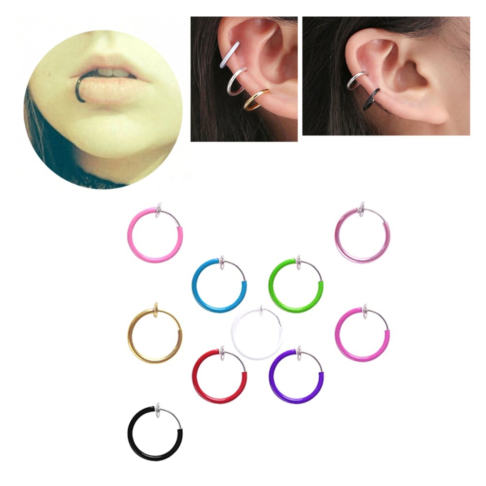 NoPerforated Nose Ring Clamp Retractable Fake Nose Ring Body Jewelry