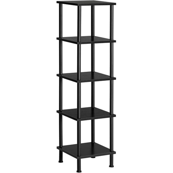 6-Tier Corner Shelf, Corner Square Rack Display Shelf, Tall Storage Rack Plant Stand, Bookcase for Small Spaces, Living Room, Home Office, Kitchen, Black