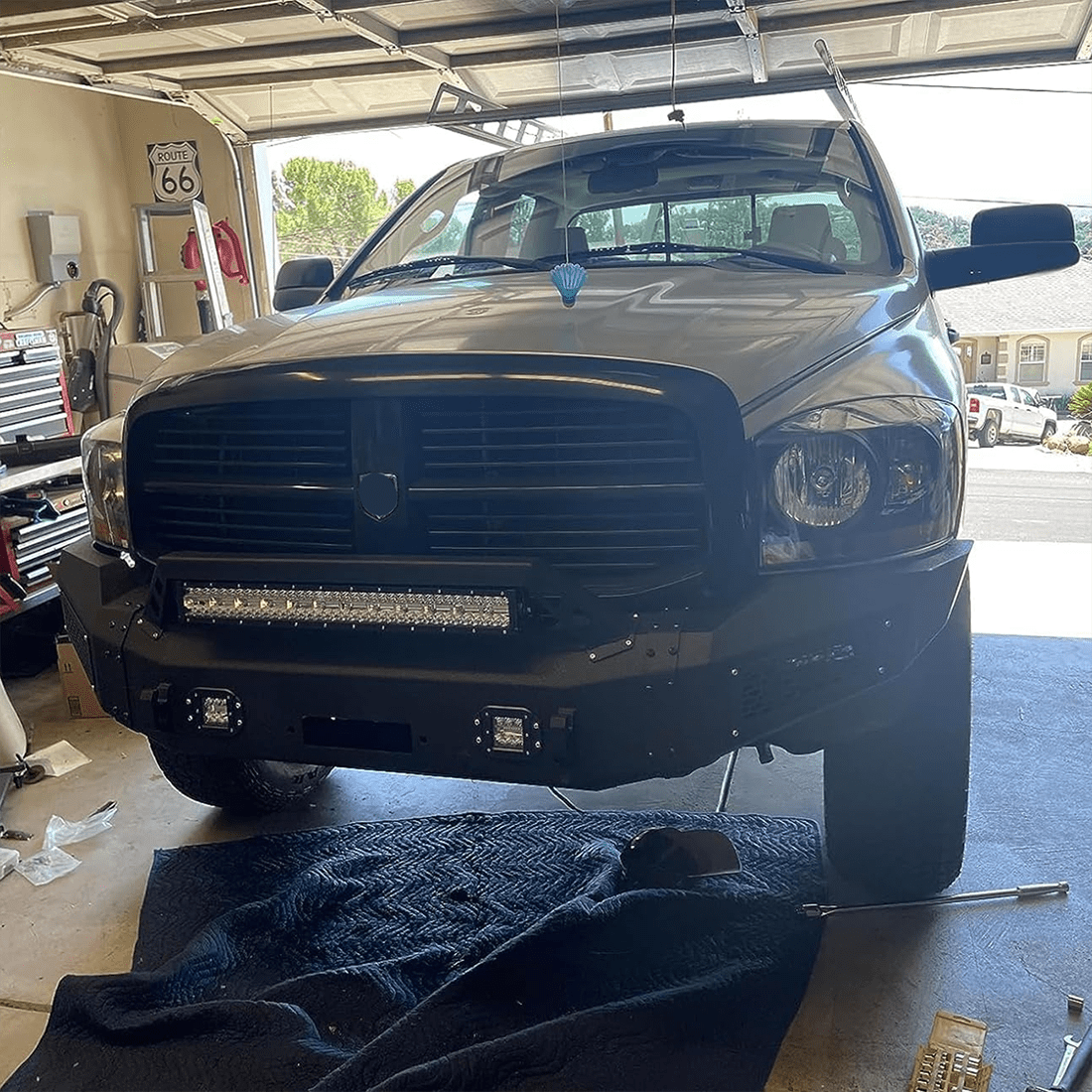 Vijay Compatible with 2006-2007-2008 Dodge Ram 1500 Steel Front Bumper with LED Lights and D-Rings